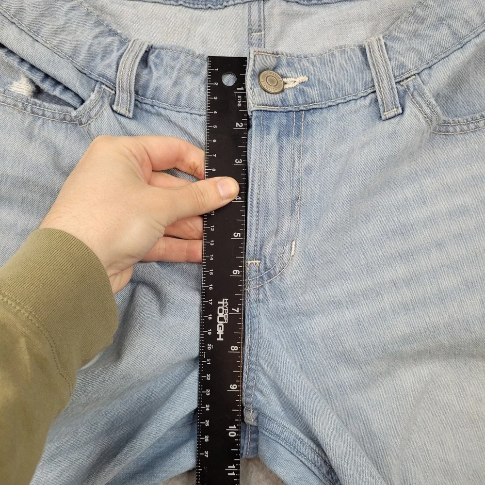 Hollister Low-Rise Baggy Jeans Womens 12R 31x29 Light Blue Distressed Raw Hem - Picture 4 of 8